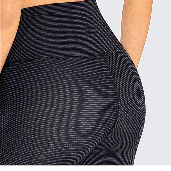 Black Stretchy Black Ribbed Leggings - Picture 3 of 15